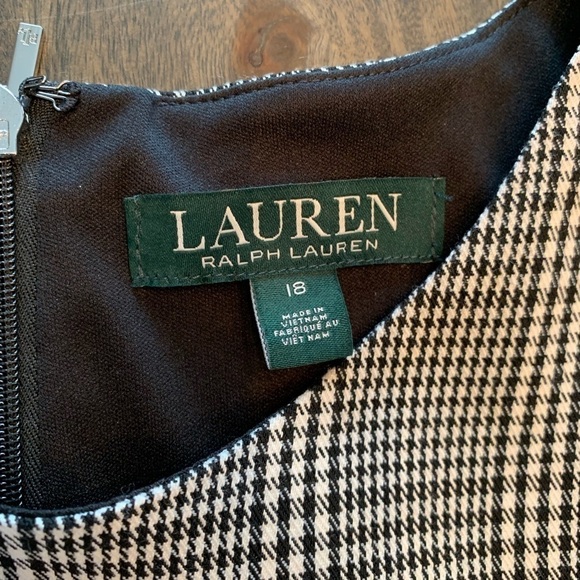 Lauren Ralph Lauren Dress Black White Checkered Size 18 Flared Sleeves. - Picture 14 of 16